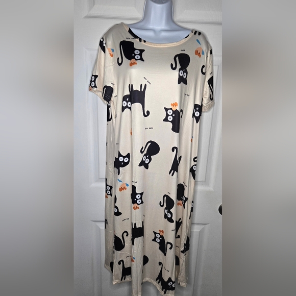 Cute Cat Print Dress Or Lounge - Picture 4 of 7